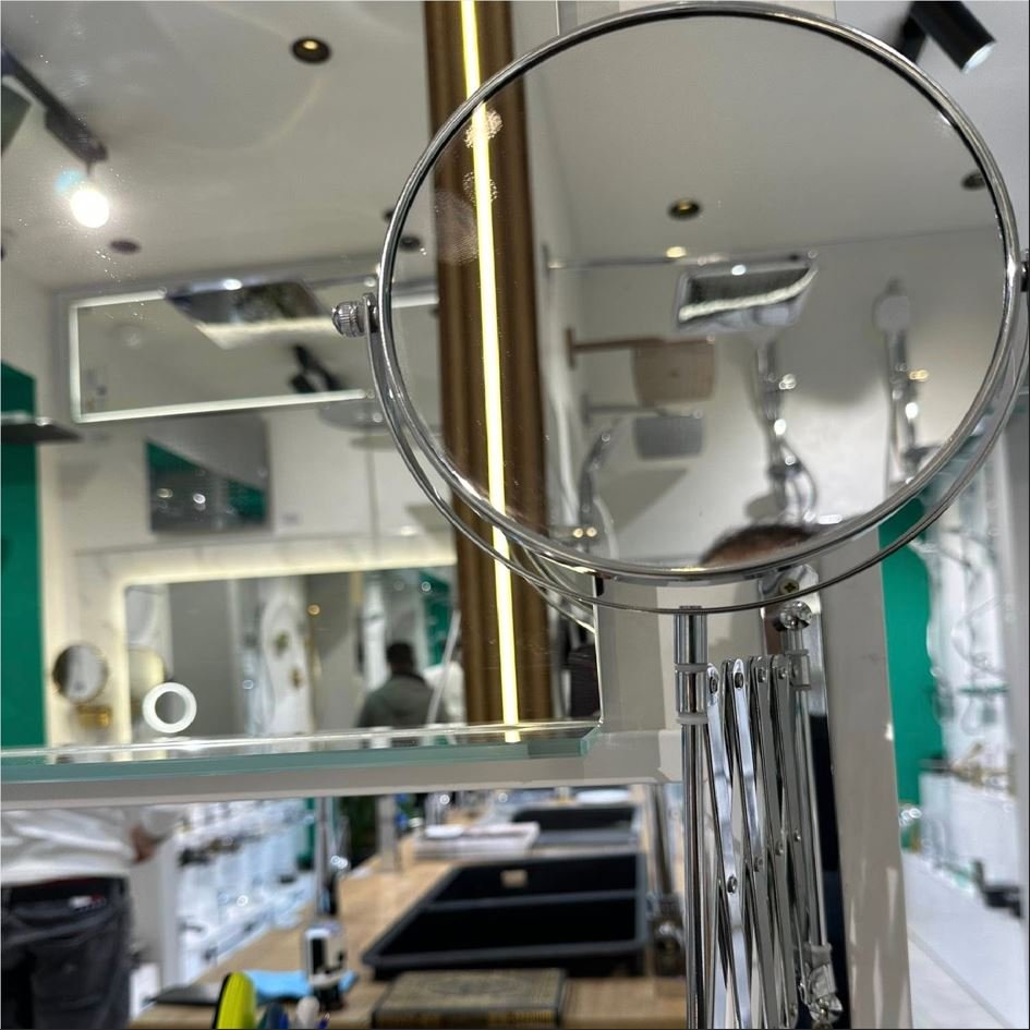 MIROIR GROSSISSANT DOUBLE FACE PRADEL DANA AUTO ZOME X5 MURAL ROND EXTENSIBLE 17 CM CHROME